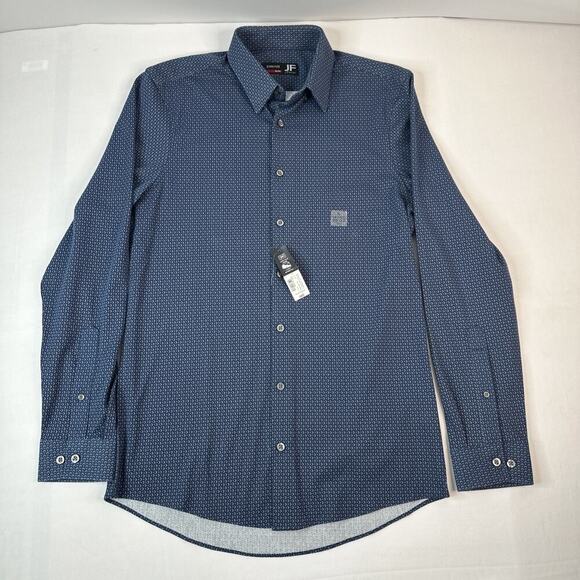 J. Ferrar Slim Fit Blue Long Sleeve Button-Up Shirt Small Sleeve 100% Cotton New - Picture 2 of 9